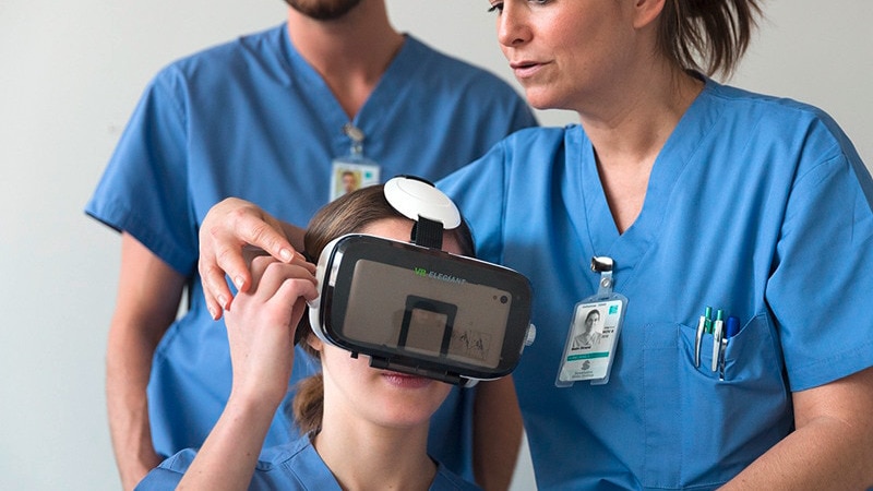 Nurses using VR headset