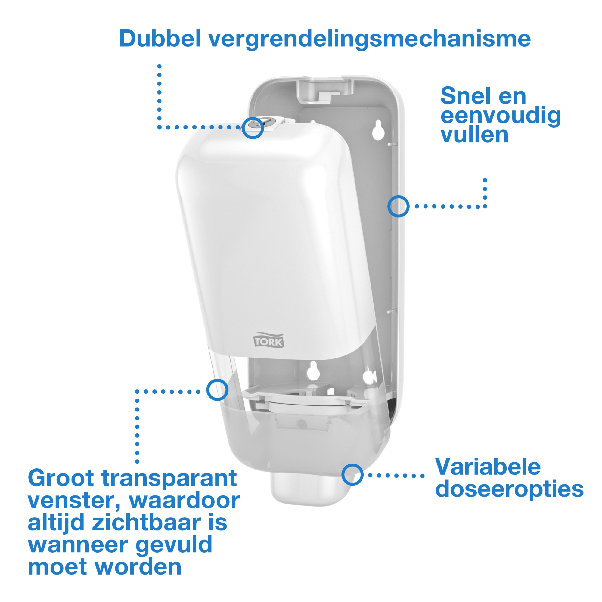 Take4 Tork Zeep en Handdesinfectie Dispenser Wit S4