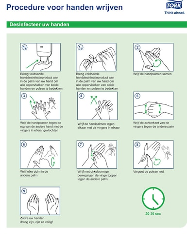 Tork procedure voor handen wassen