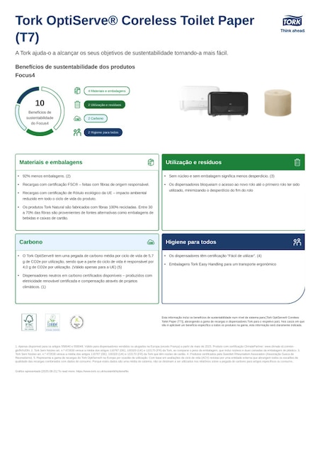 Folha de sustentabilidade dos produtos