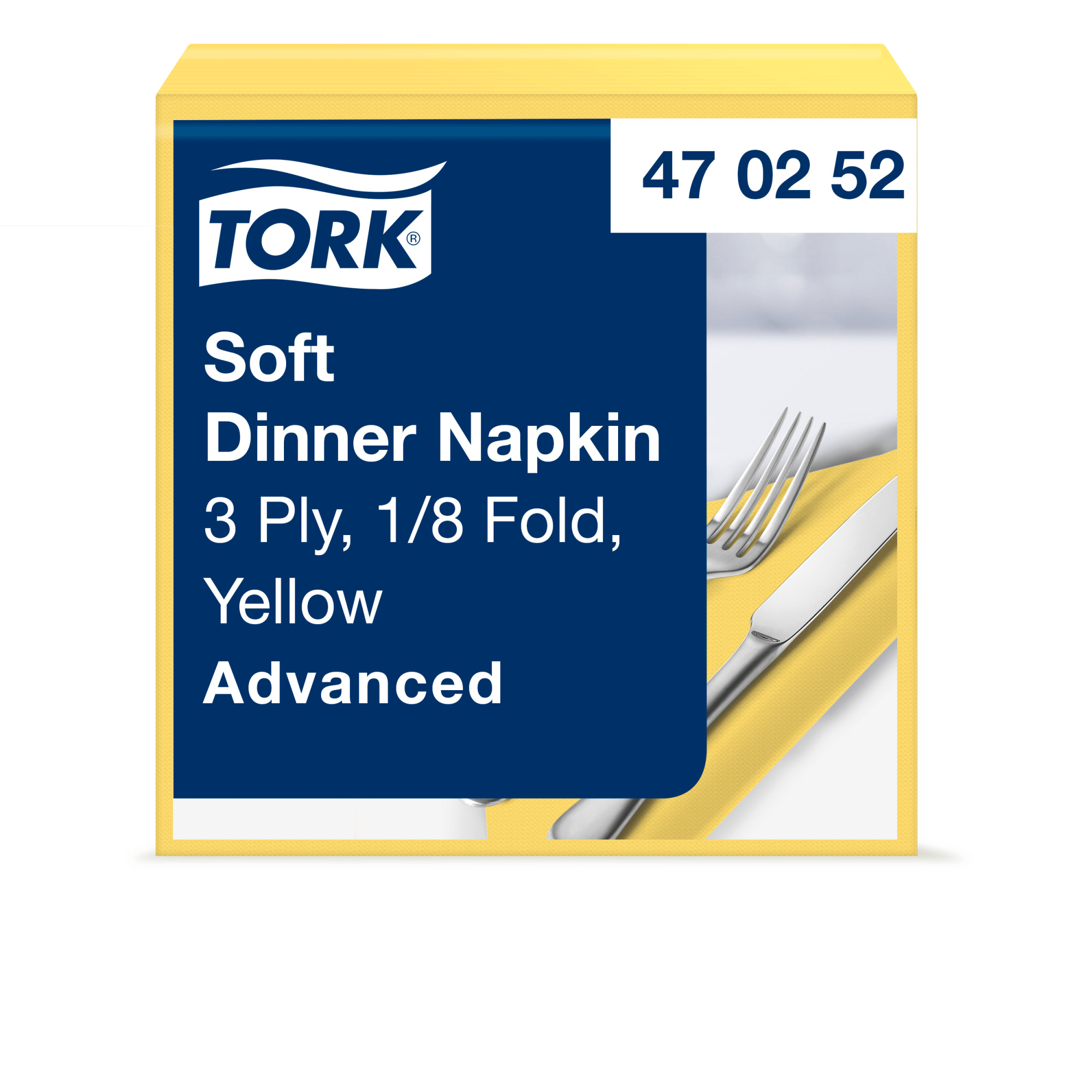Tork Soft Yellow Dinner Napkin 1/8 Folded