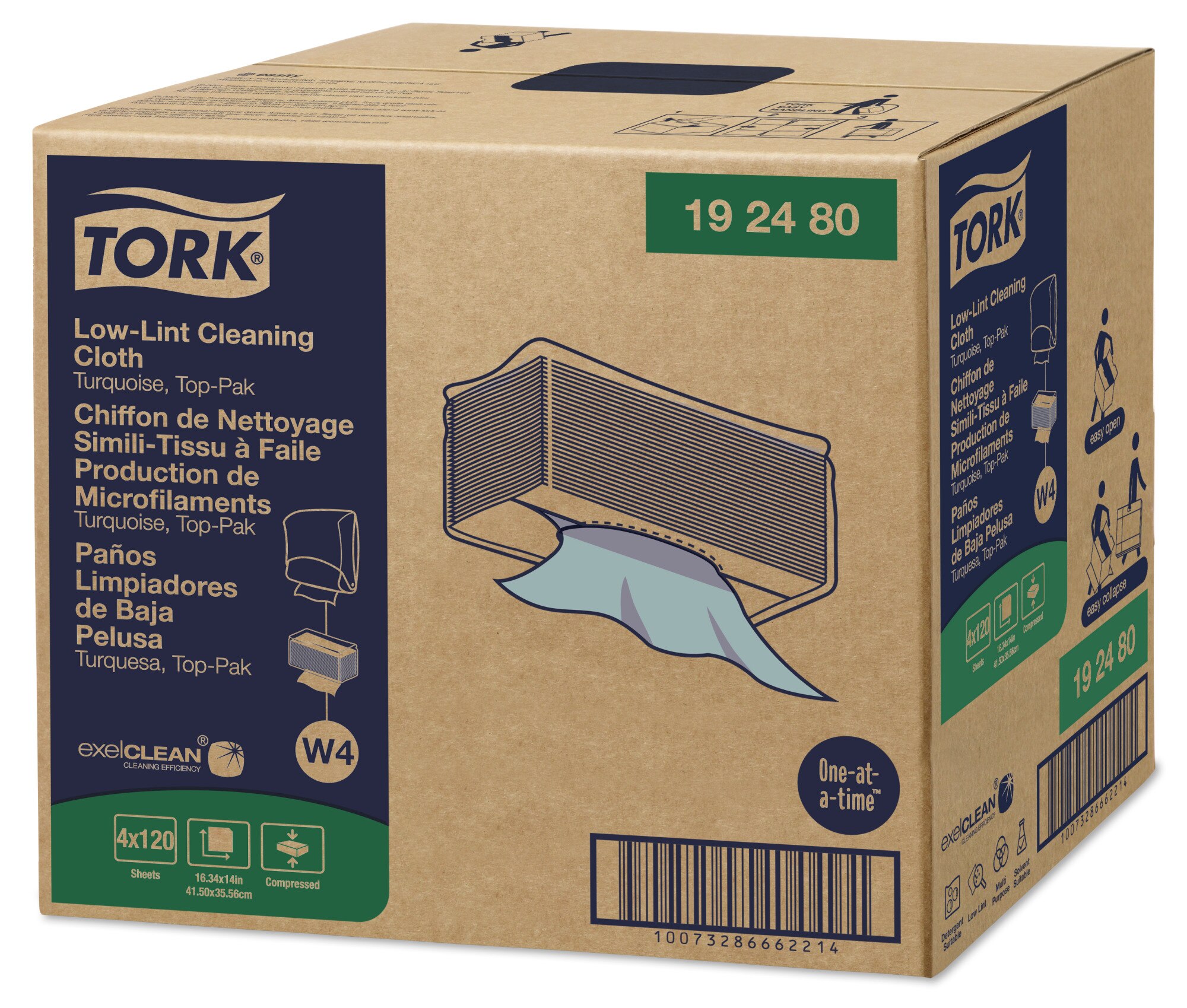 Tork Low-Lint Cleaning Cloth, Top-Pak | 192480 | Wipers and