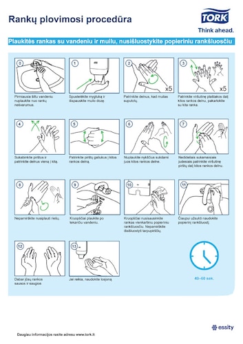 „Tork“ rankų plovimosi procedūra