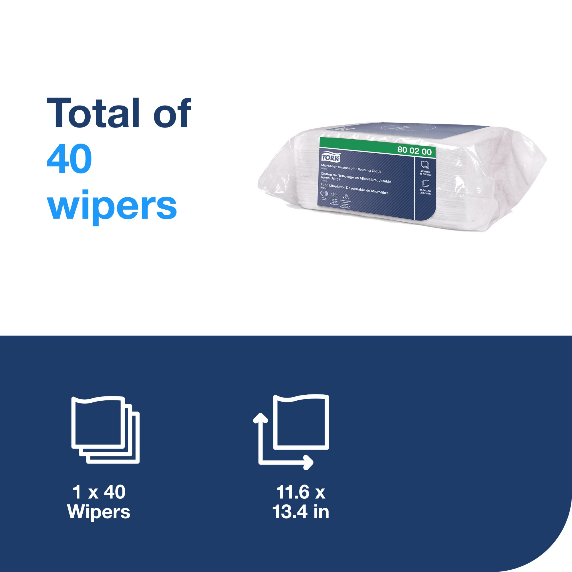 Tork Microfiber Cleaning Cloth Disposable White with Blue Print
