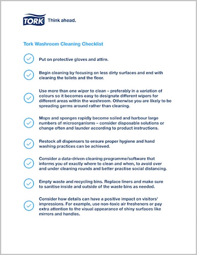 Tork Restroom Cleaning Checklist