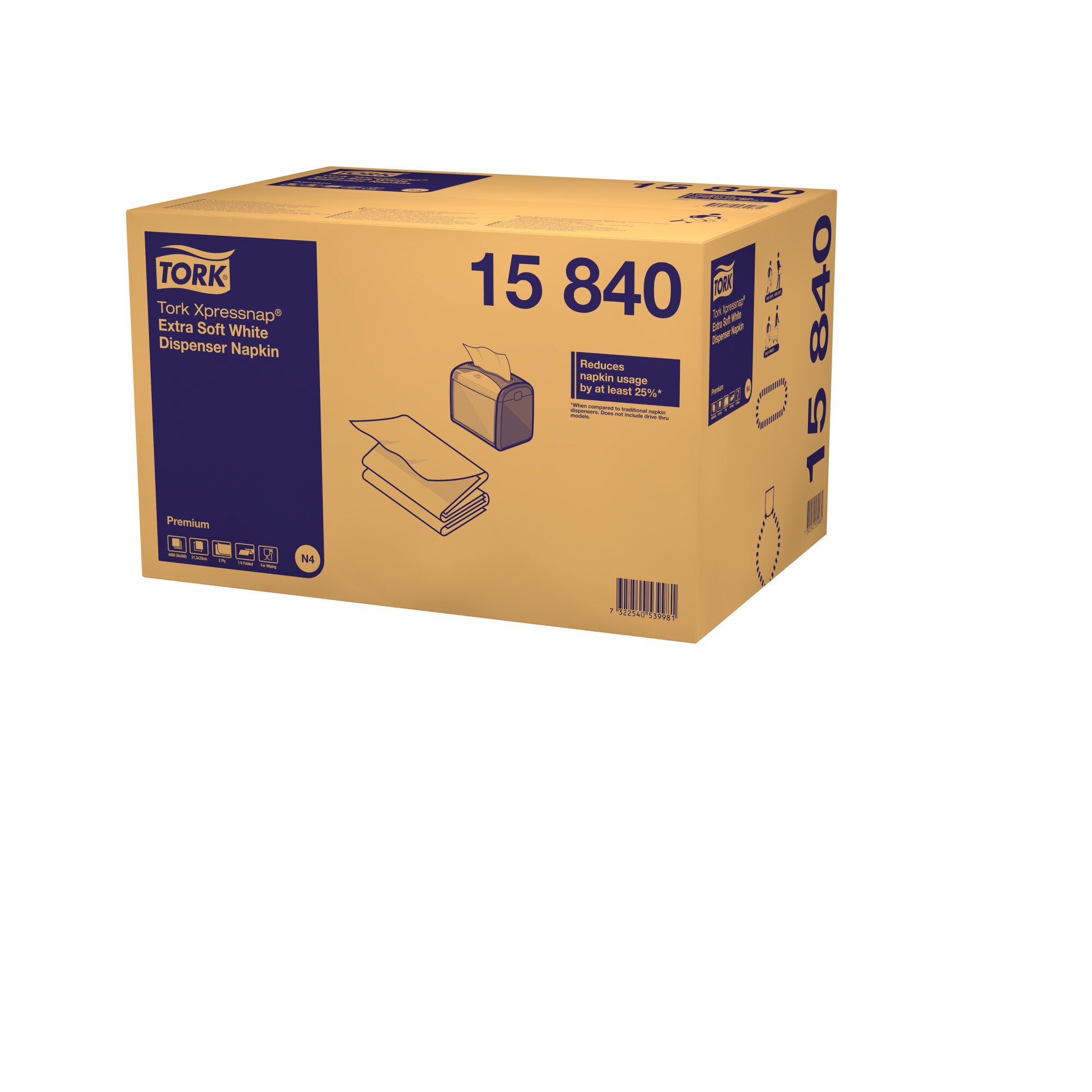 8 paquetes/Blanco Tork Xpressnap 15840 Servilleta extrasuave/Recambios para el sistema N4 servilletero 