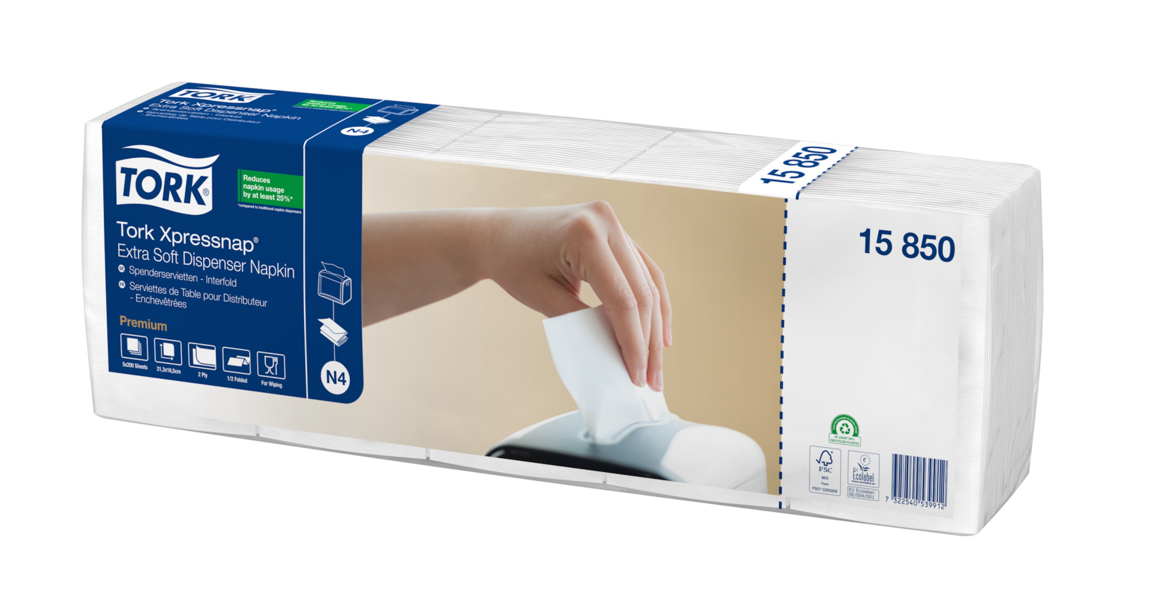 Tork Xpressnap® Extra Mjuk Vit Dispenserservett N4