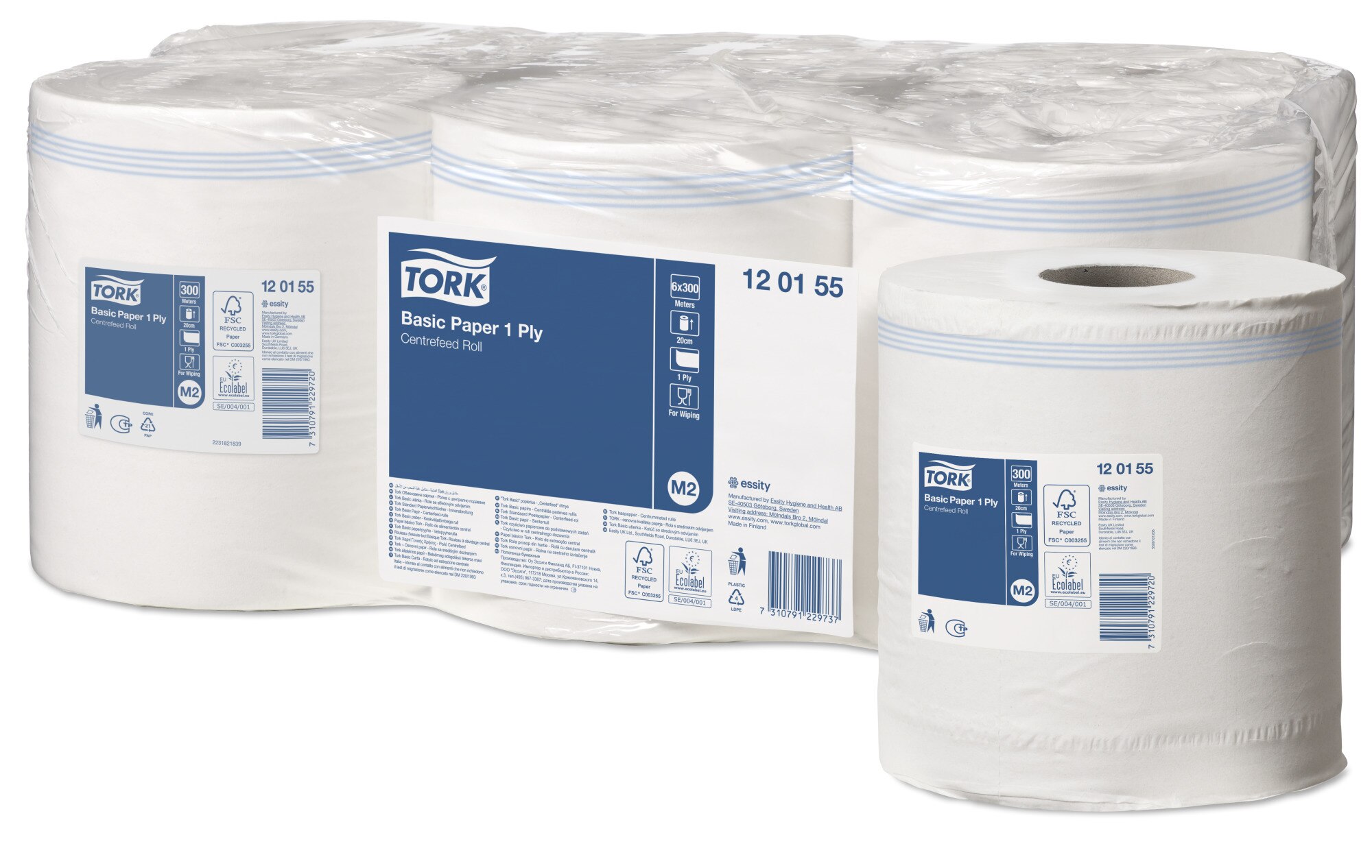 13 24 51A NEW 4-Pack of Blue Shop Towel Rolls by Tork for Centerfeed Dispenser 
