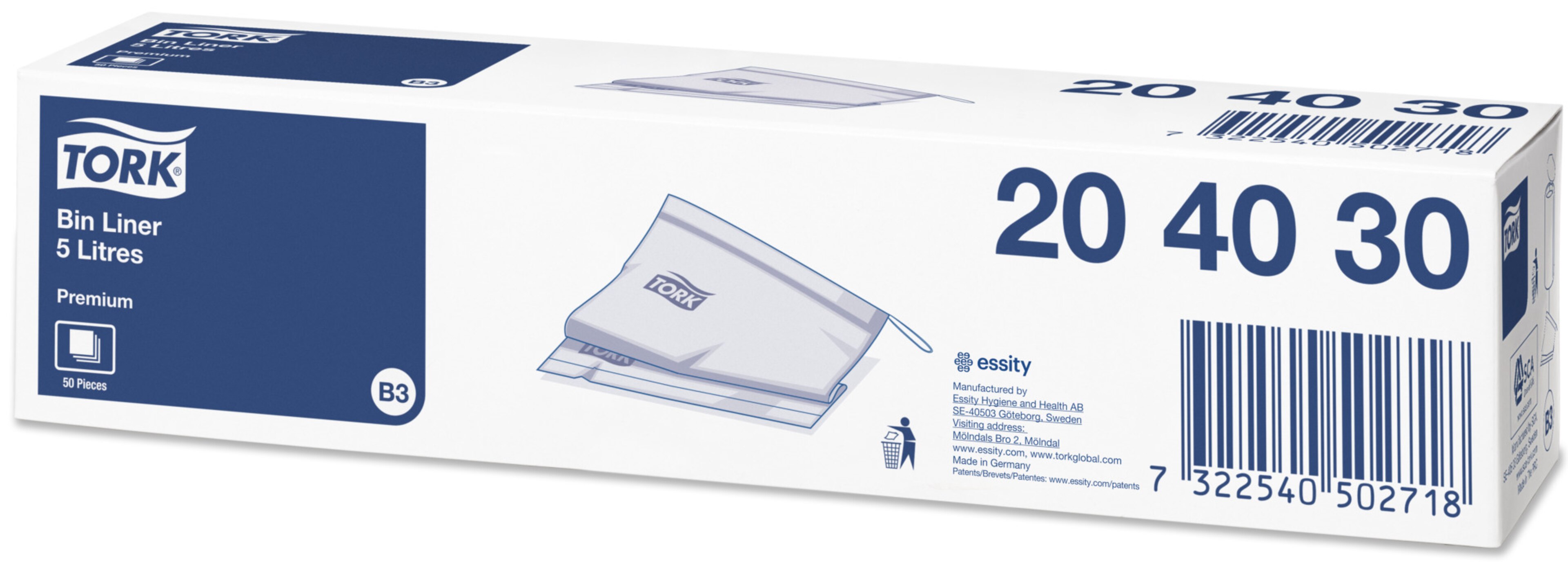 Tork Saci pentru Coș de Gunoi cu Fir de Etanșare de 5 l Gri B3