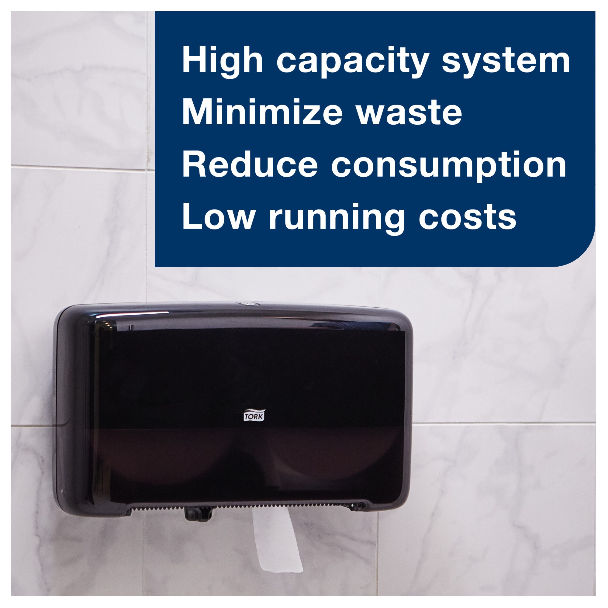 Tork Twin Mini Jumbo Toilet Paper Roll Dispenser Black T2