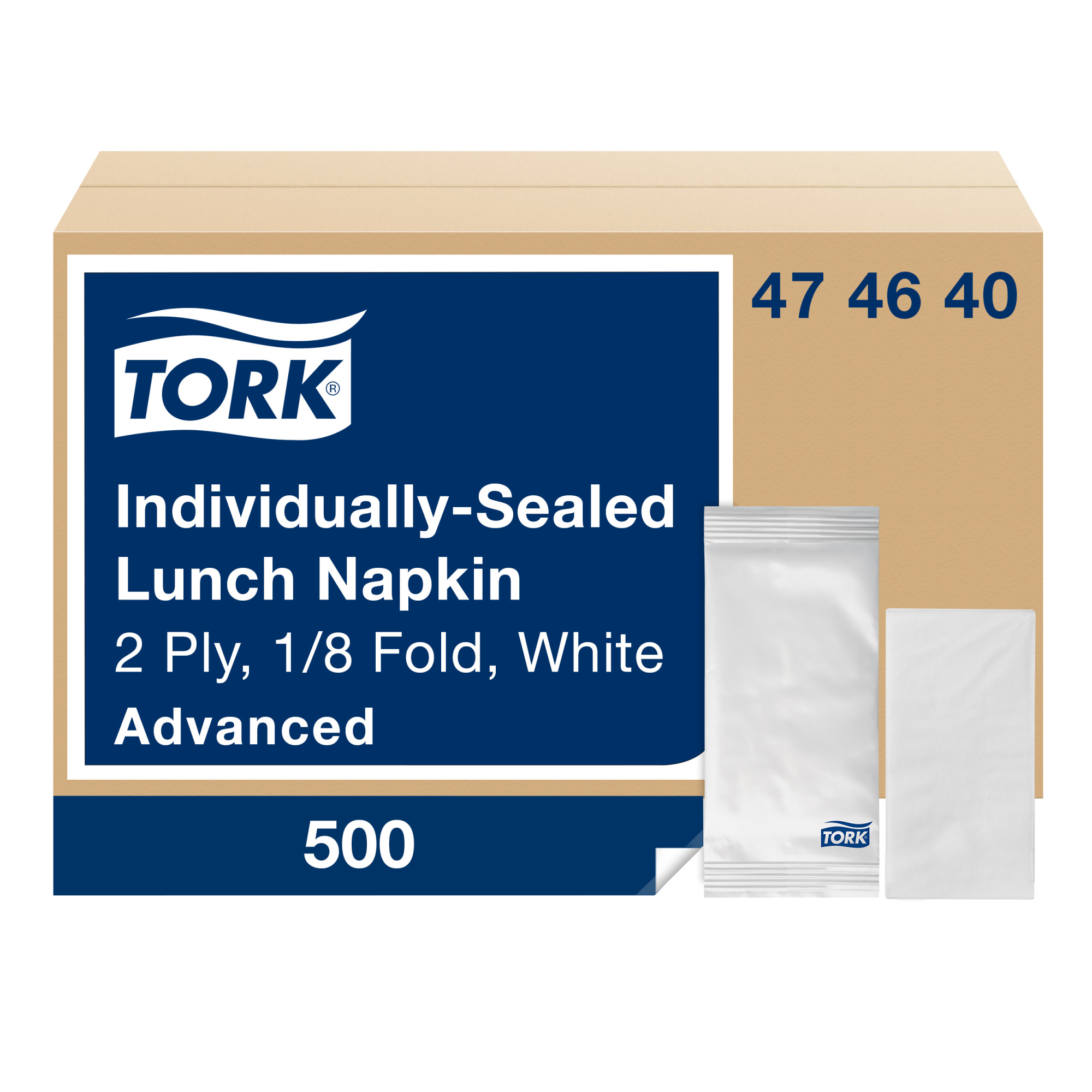 Tork einzeln verpackte weiße Lunchserviette 1/8-Falz