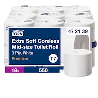 Tork Papier toilette rouleau extra doux Mid-Size sans mandrin Premium - 3 plis