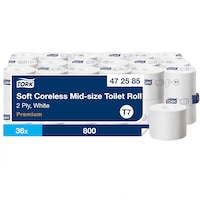 Tork Rotolo carta igienica Mid-Size senz’anima Premium Soft, 2 veli