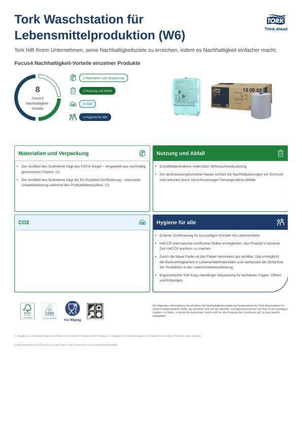 Produktdatenblatt Nachhaltigkeit