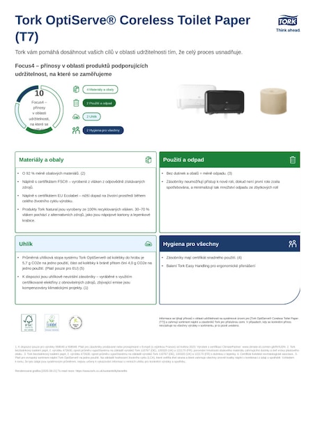 Produktový list s údaji o udržitelnosti