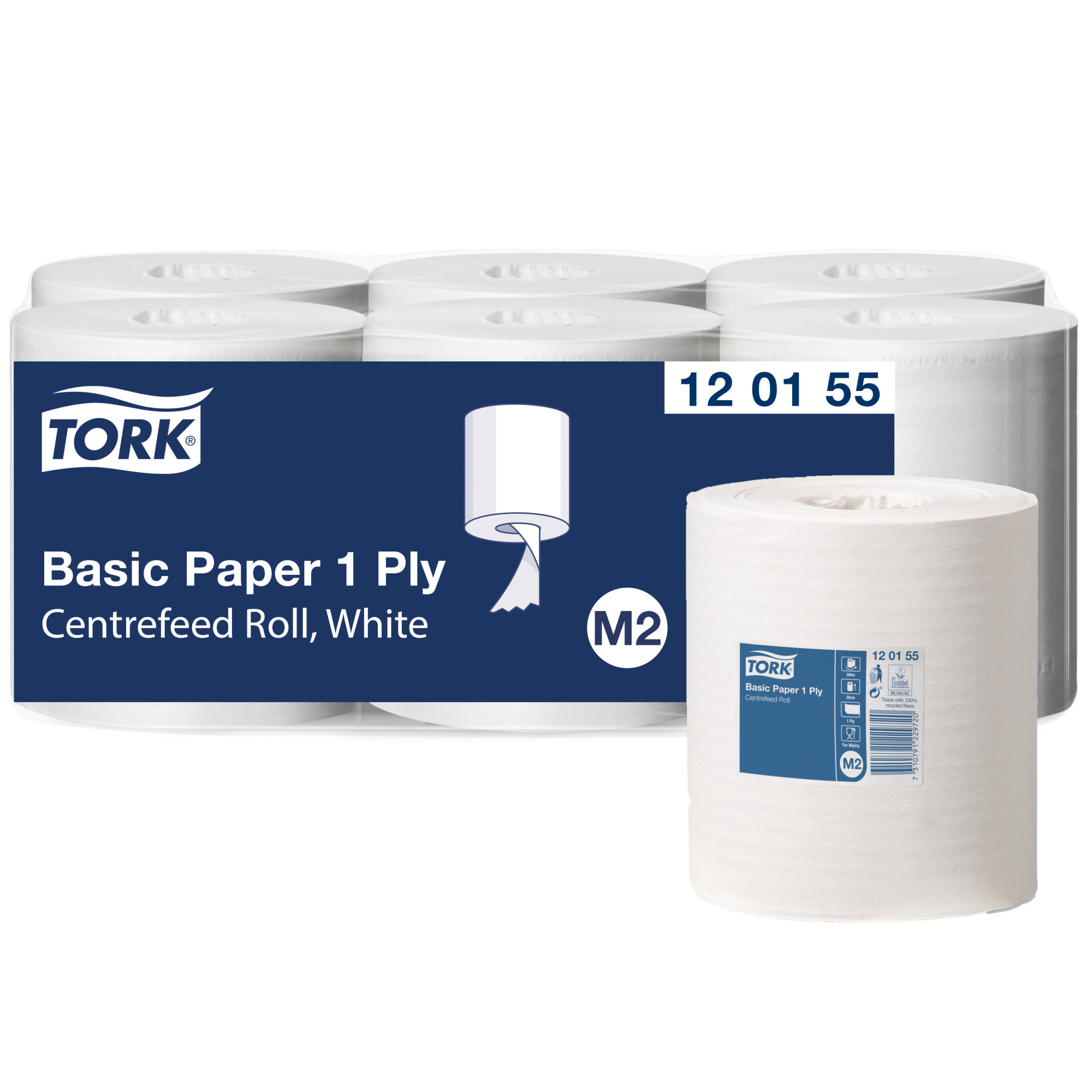 Tork Basic Centrefeed Wiping Paper White M2