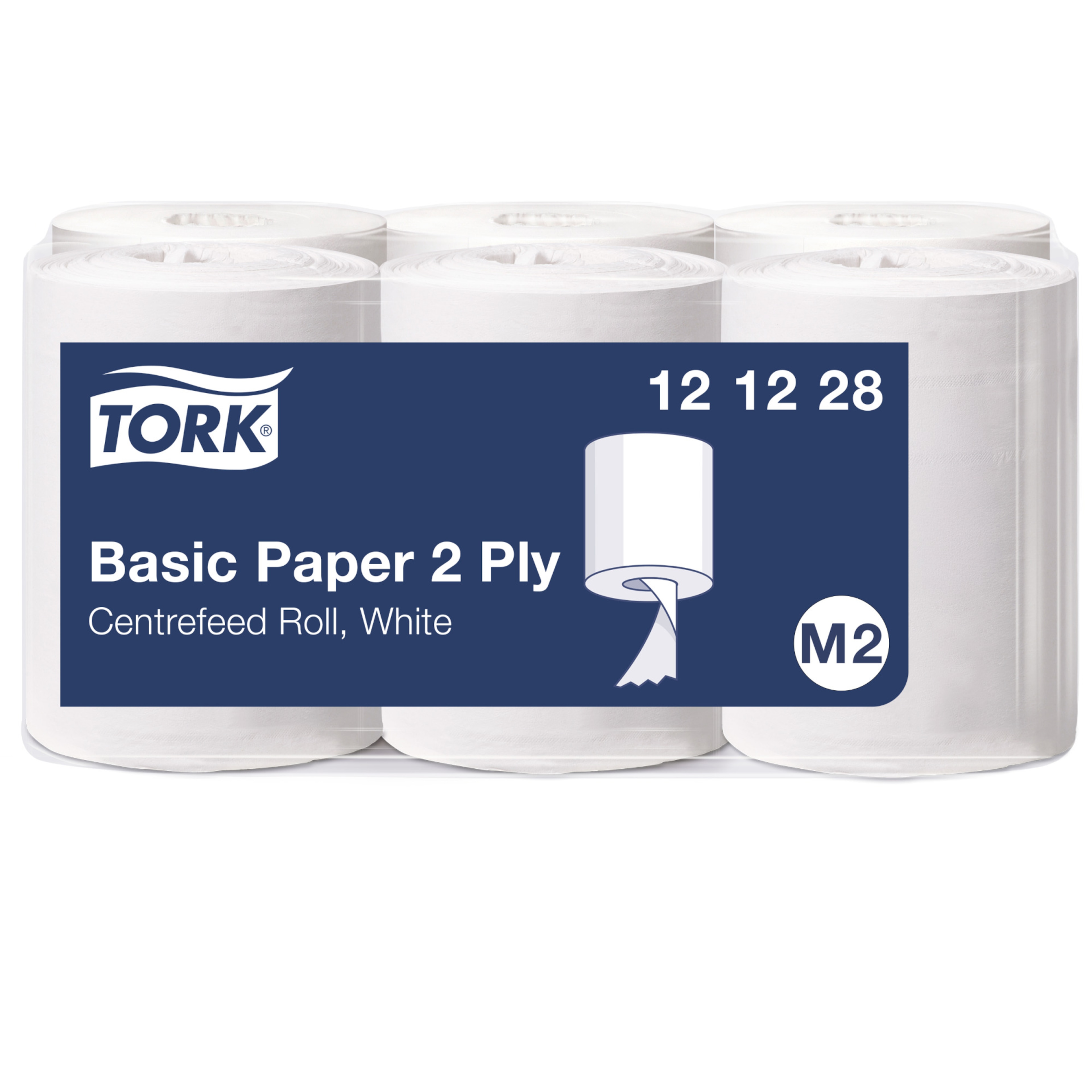 Tork Papier d’essuyage Basic Blanc à Dévidage Central M2 900 formats 2 plis