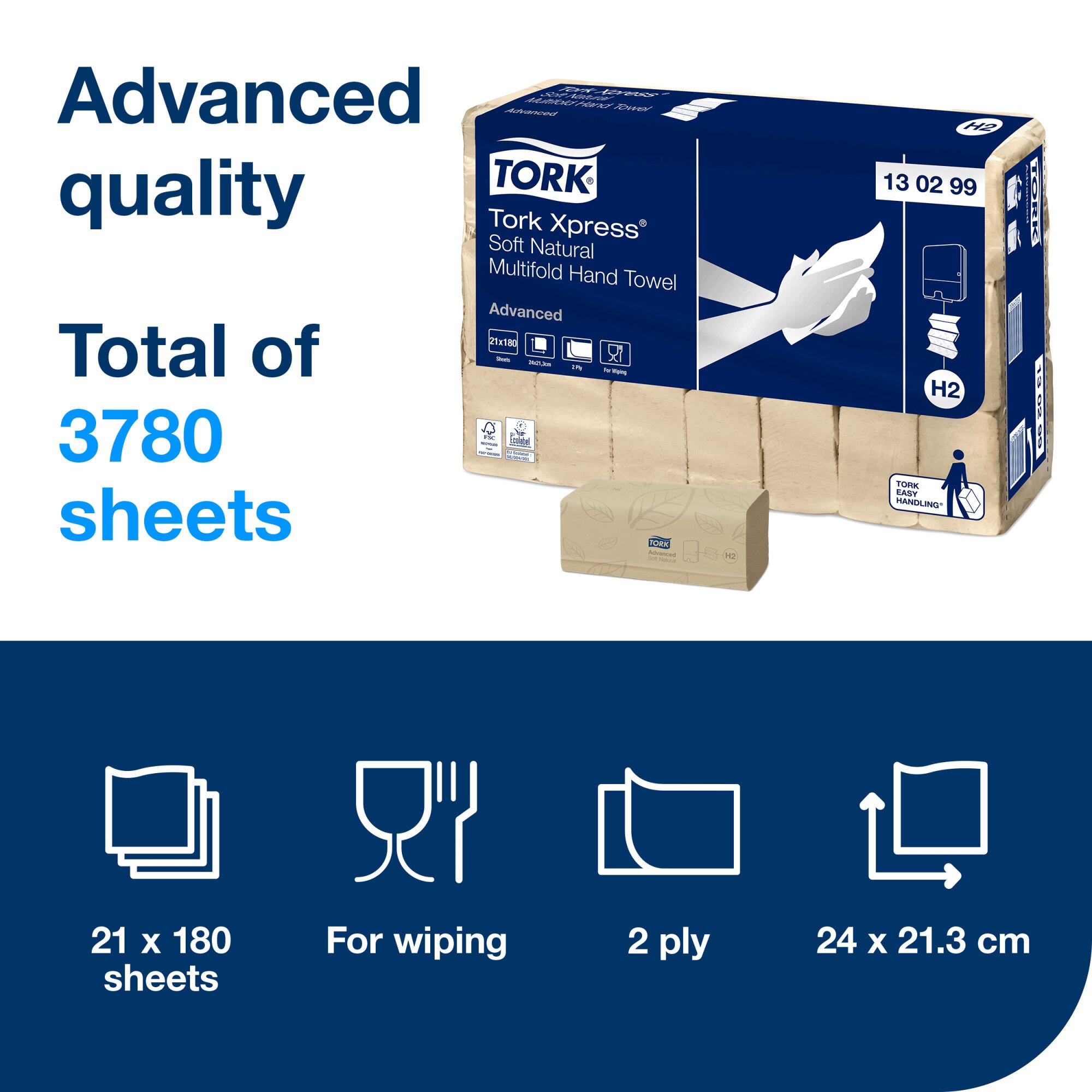 Tork Xpress® Soft Multifold Paper Hand Towels Natural H2