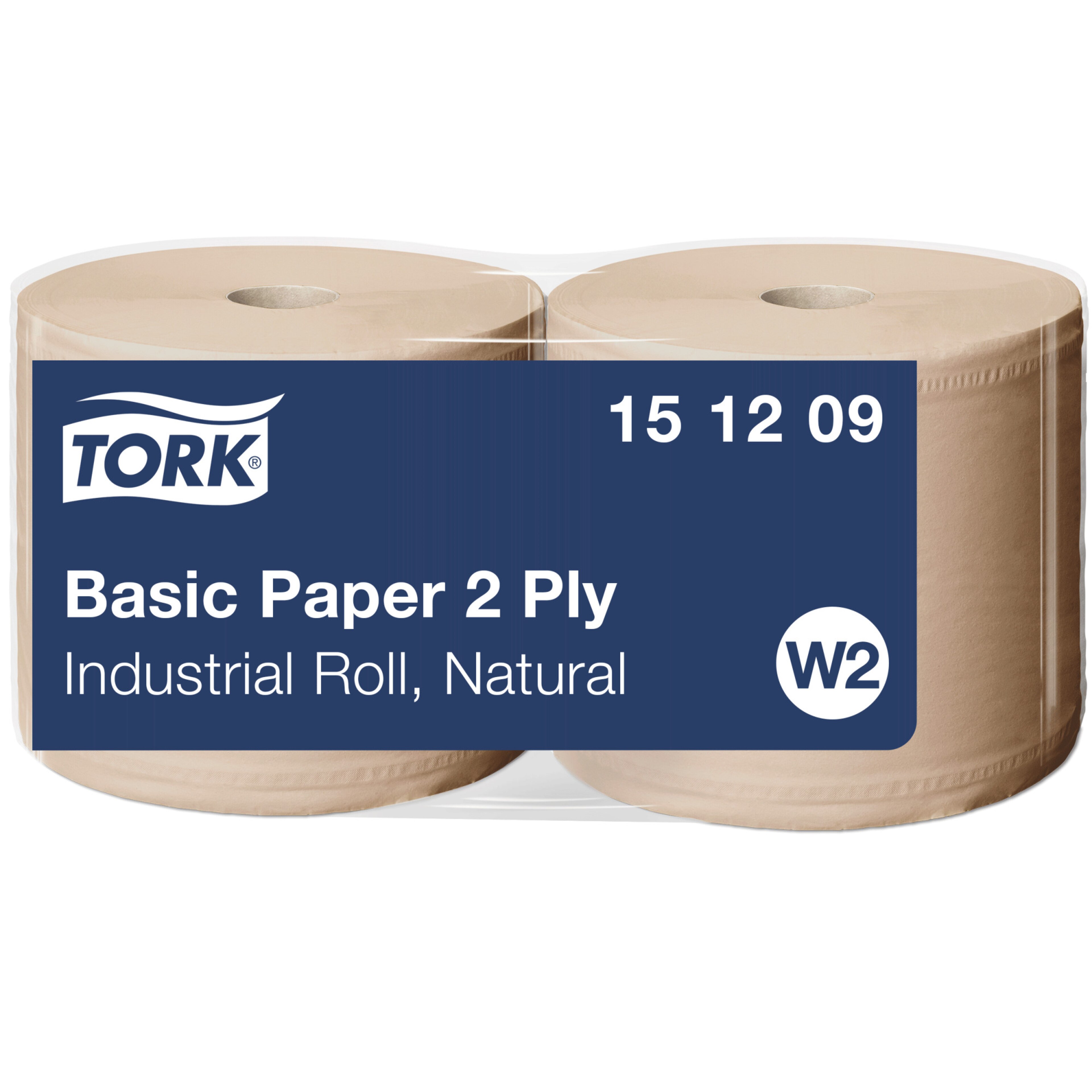 Tork Papier d’essuyage Basic Chamois Naturel Bobine Industrielle W2 1000 formats 2 plis