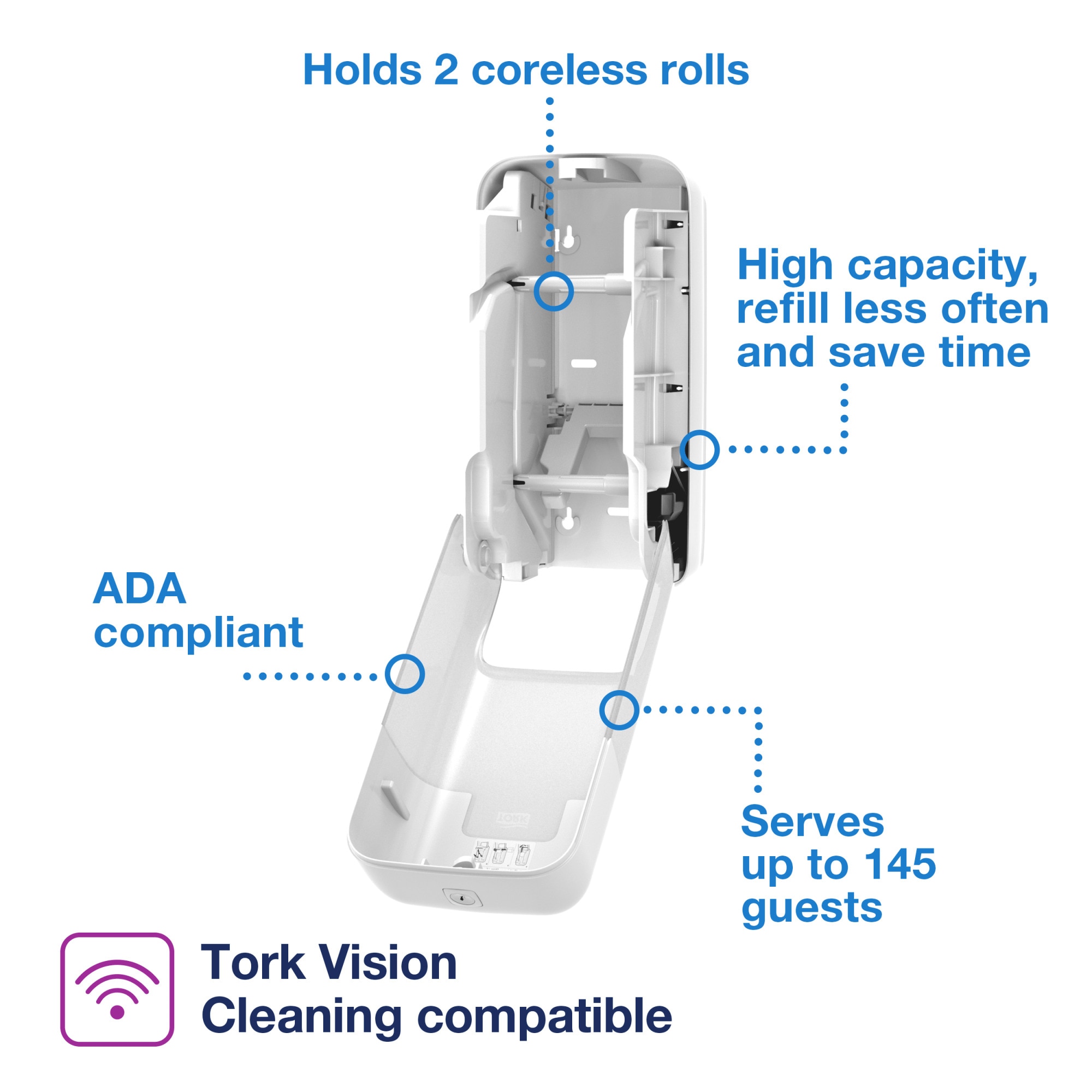 カメターとるページ Tork OptiServe® 2-Roll Coreless Toilet Paper Dispenser White T7/T5