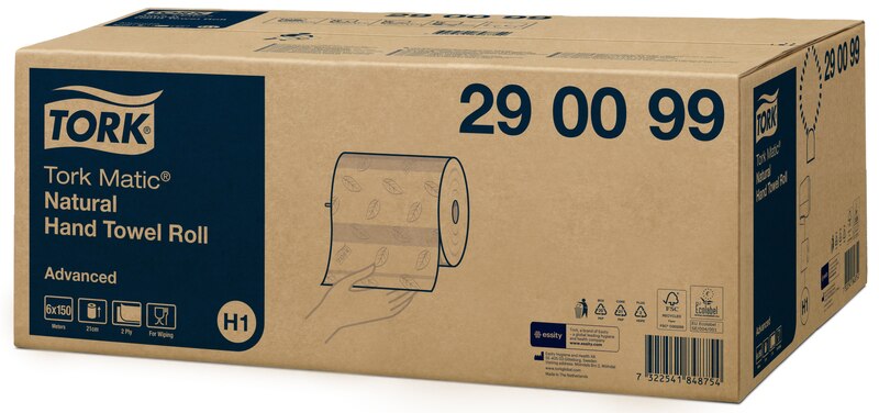 Rouleaux Serviettes Papier Matic H1 - 6 Rouleaux, 100% Fibre Recyclée, Naturel, 4200 Feuilles - Neuf En Carton