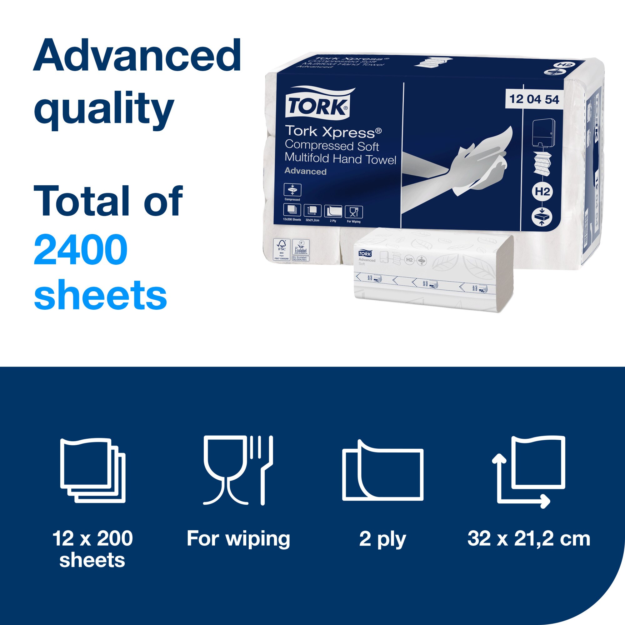 Tork Xpress® Compressed Soft Multifold Hand Towels White H2