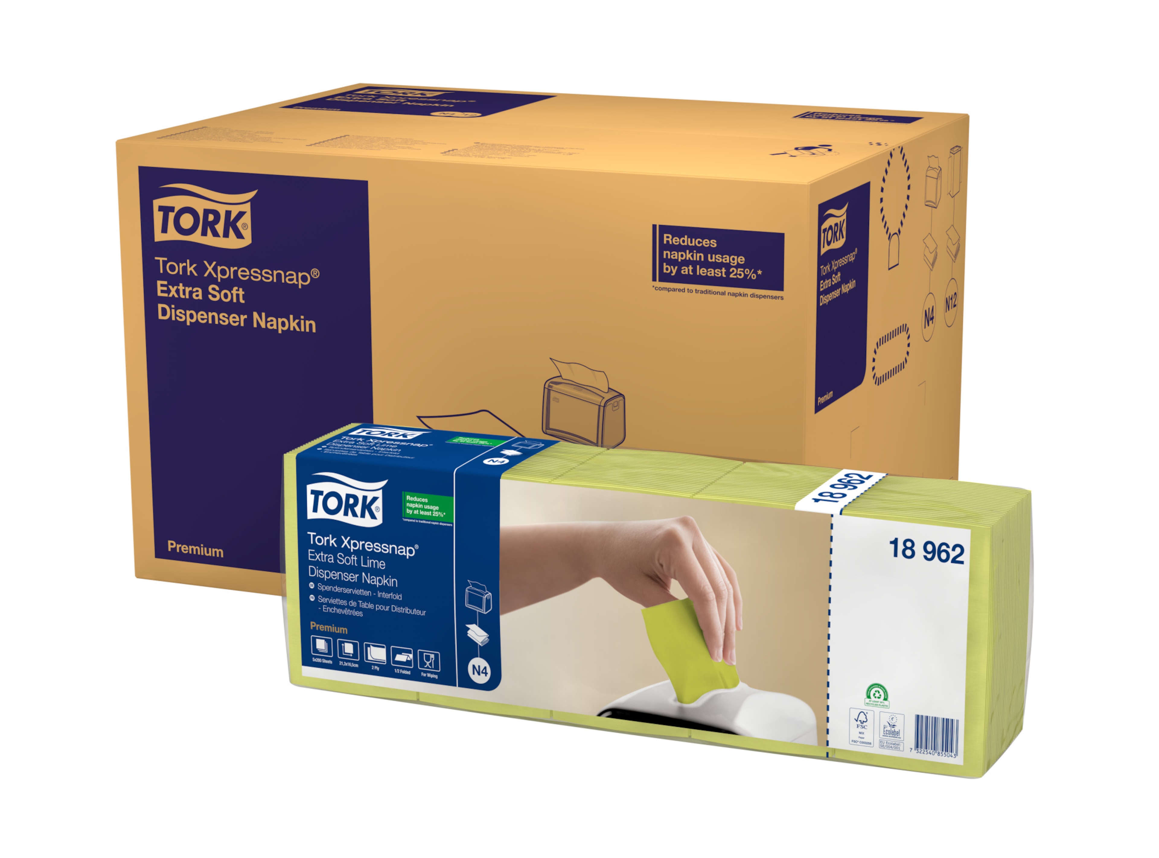 Tork Xpressnap® Extra Mjuk Lime Dispenserservett N4