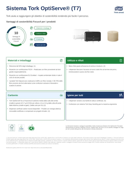 Scheda del prodotto per la sostenibilità