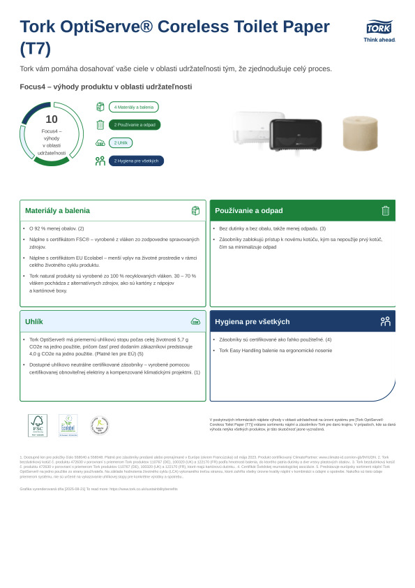 Produktový hárok udržateľnosti