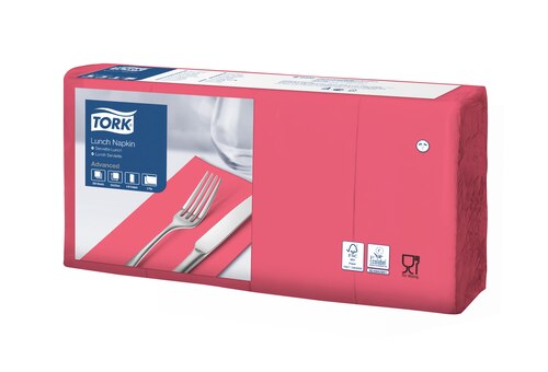 Tork șervețele de masă Lunch culoare roșu împăturite 1/8