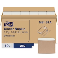 Tork Universal Dinner Napkin, 1/8 Fold, 1-Ply