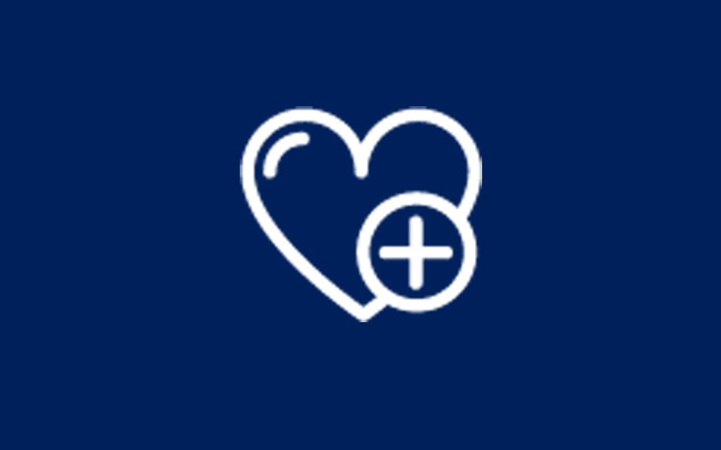 Icona di un cuore con il segno più sul lato destro