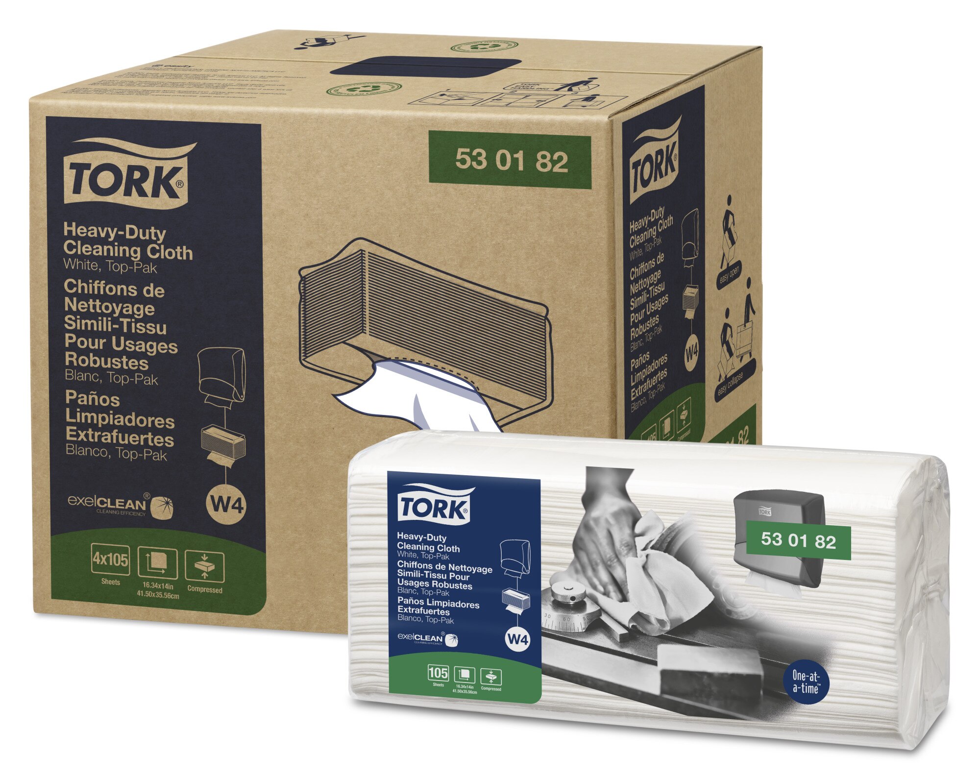 Tork Low-Lint Cleaning Cloth, Top-Pak | 192480 | Wipers and cloths 