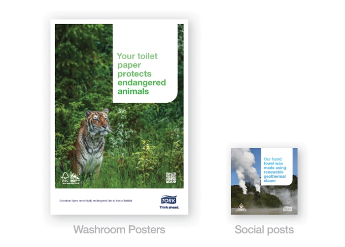 Example if a Tork Better World poster and social media post. Example if a Tork Better World poster and social media post.