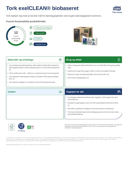 Produktdatablad om bæredygtighed