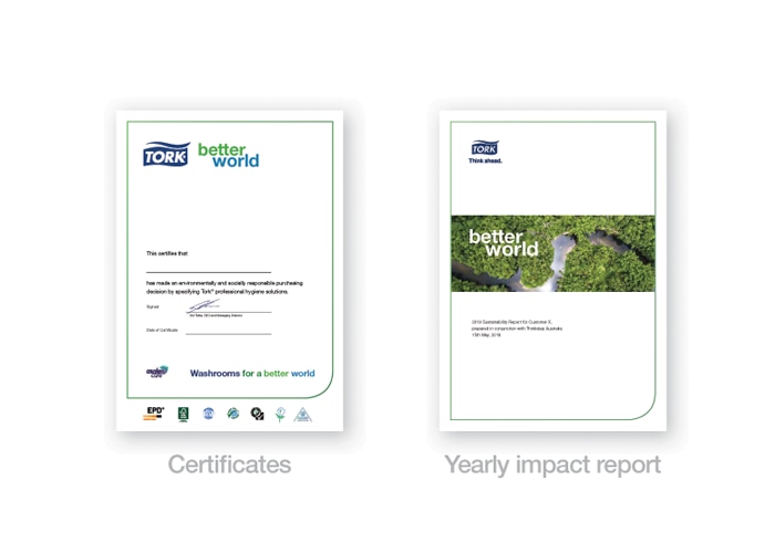 Example of a certificate and yearly impact report