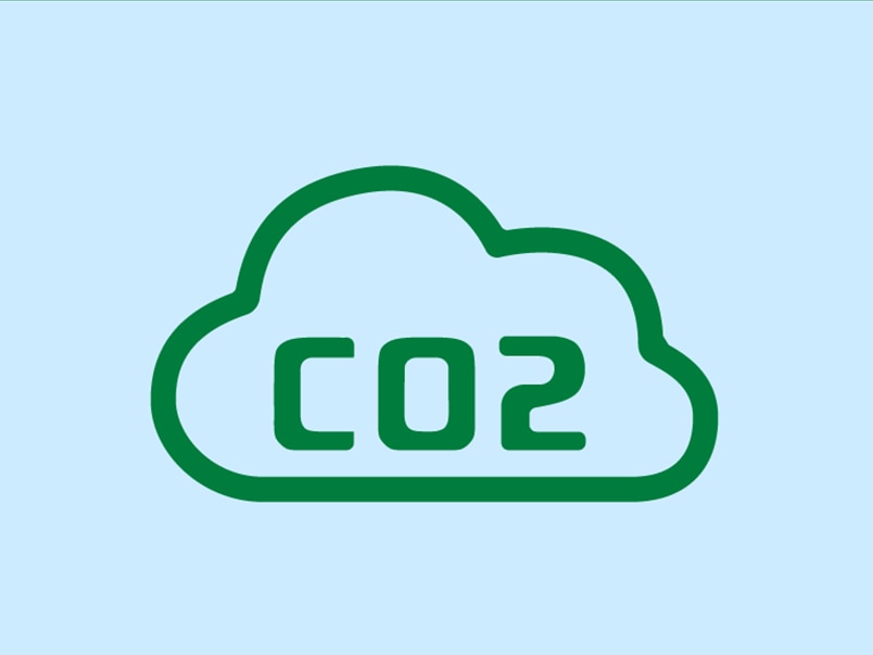 Icon of a cloud with text CO2 in it Icon of a cloud with text CO2 in it