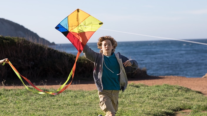 A boy with a kite