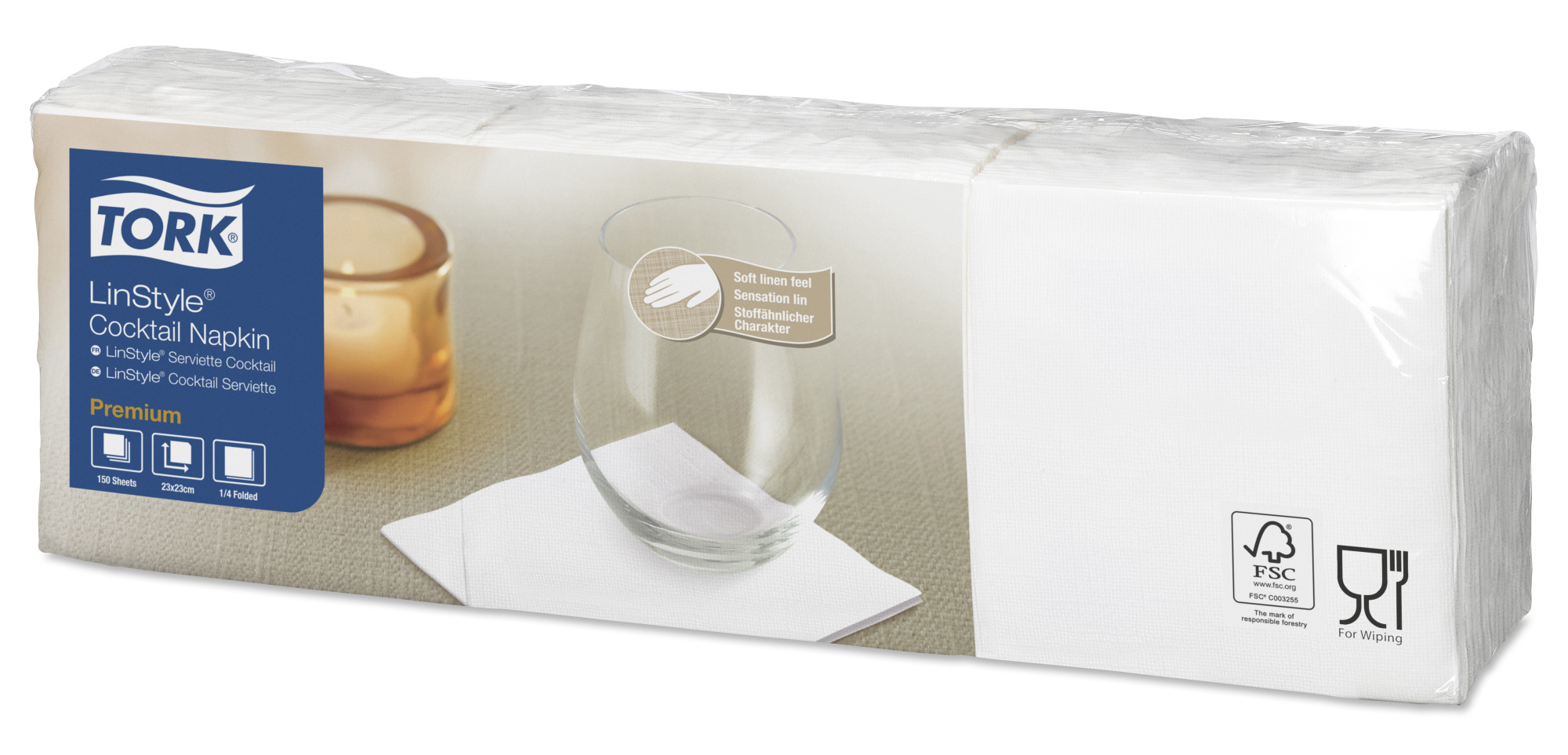 Tork LinStyle® Serviette Cocktail blanche